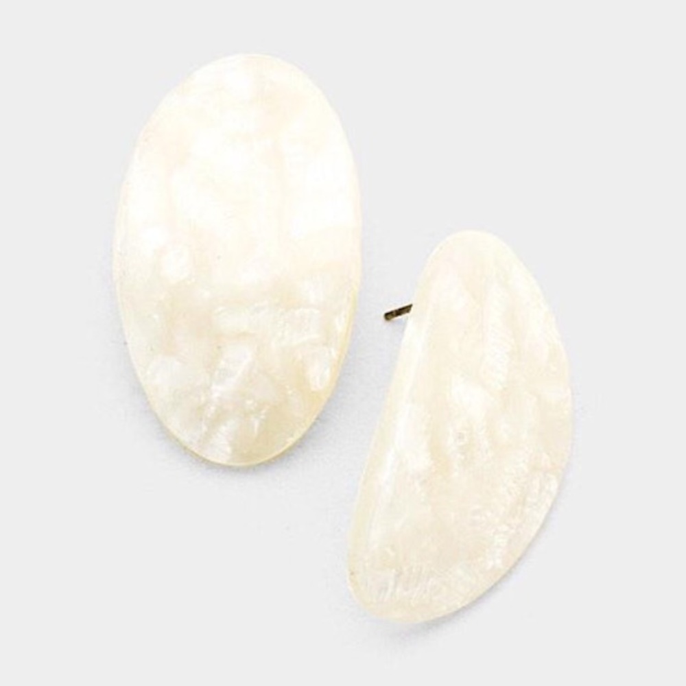 Curved Oval Celluloid Acetate Tortoise Earrings